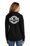 #121 BROTHERS CIGARS,  FULL ZIP HOODIE SWEATSHIRT, BLACK, LADIES, DT1104, DESIGN #4