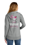 #121 BROTHERS CIGARS, FULL ZIP HOODIE, HEATHER GREY, LADIES, DT1104, DESIGN #2