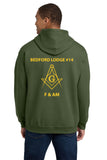 #075 BEDFORD LODGE #14 HOODIE MILITARY GREEN   BEDFORD LODGE  18500