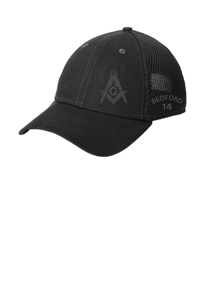 #075 BEDFORD LODGE #14  HAT  BLACK  SQUARE & COMPASS / BEDFORD 14  NE204