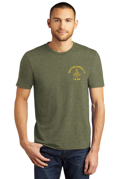#075 BEDFORD LODGE #14 TRI BLEND T SHIRT MILITARY GREEN  BEDFORD LODGE  DM130