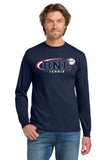 #133 BNL TENNIS, LONG SLEEVE T SHIRT, NAVY, YOUTH & ADULT, 5400, DESIGN # 2