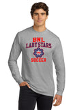 #091 BNL LADIES SOCCER LONG SLEEVE COTTON T, ASH GREY, ADULT, 2400, DESIGN 7