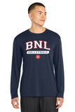 #127 BNL VBALL, LONG SLEEVE DRI FIT T SHIRT, NAVY, YOUTH & ADULT, ST350LS, DESIGN #1