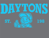 #056a DAYTON'S HEATING AND COOLING TRUCKER HAT GREYSTEELE/NEON BLUE STYLE# C112