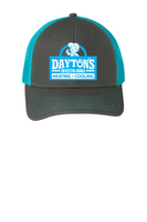 #056a DAYTON'S HEATING AND COOLING TRUCKER HAT GREYSTEELE/NEON BLUE STYLE# C112