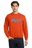 #132 FLYING PIGS, CREWNECK SWEATSHIRT, ORANGE, YOUTH & ADULT, 18000, DESIGN # 2