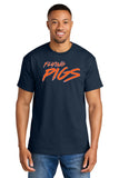 #132 FLYING PIGS, COTTON T SHIRT, NAVY, YOUTH & ADULT, 8000, DESIGN #1