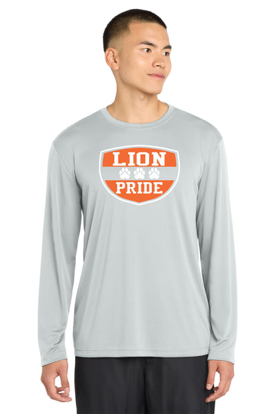 #105 LAKEVIEW ELEMENTARY, DRI FIT LONG SLEEVE T, SILVER, YOUTH & ADULT, ST350LS DESIGN #4
