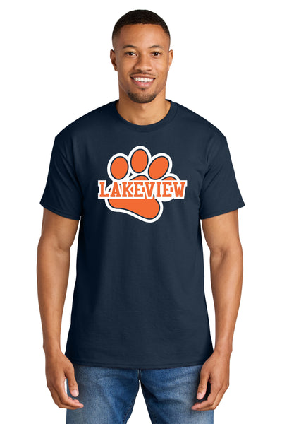 #105 LAKEVIEW ELEMENTARY COTTON T SHIRT, NAVY, ADULT & YOUTH, 8000 DESIGN #2