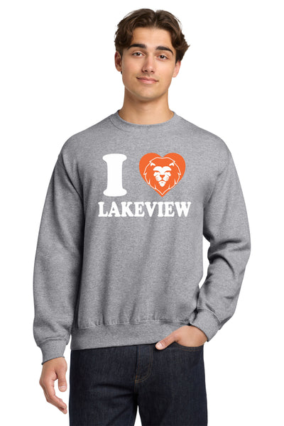 #105 LAKEVIEW ELEMENTARY CREW NECK, SPORT GREY, YOUTH & ADULT, 18000 DESIGN #7