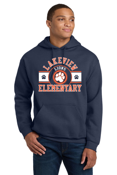 #105 LAKEVIEW ELEMENTARY HOODIE, NAVY, YOUTH & ADULT, 18500 DESIGN #6