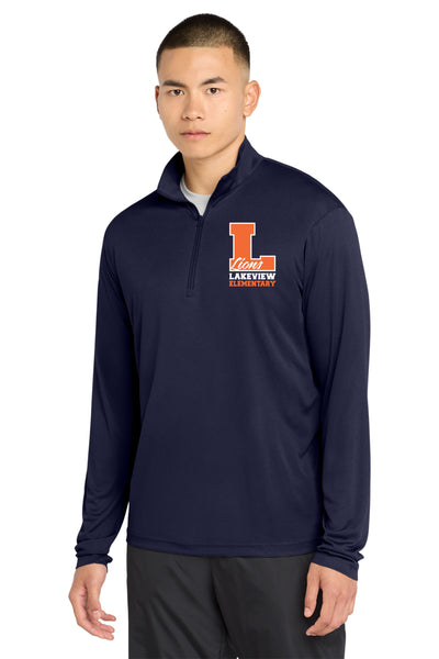 #105 LAKEVIEW ELEMENTARY 1/4 ZIP, TRUE NAVY, YOUTH & ADULT, ST357 DESIGN #5