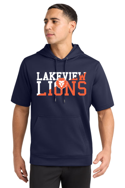 #105 LAKEVIEW ELEMENTARY, SHORT SLEEVE HOODIE, NAVY, YOUTH & ADULT, #ST251 DESIGN #3