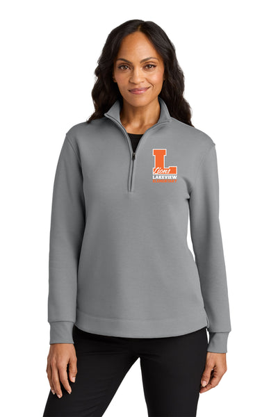 #105 LAKEVIEW ELEMENTARY 1/4 ZIP, GUSTY GREY, LADIES, ADULT, LK210, DESIGN #5