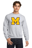 #130 MHS FOOTBALL, CREWNECK SWEATSHIRT, ASH GREY, ADULT, 18000, DESIGN #8