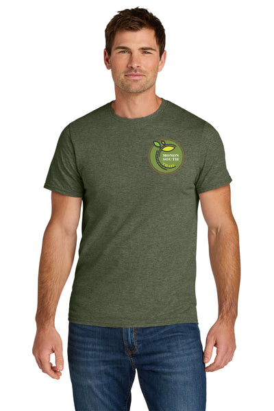 #086 MONON SOUTH TRAIL UNISEX COTTON T SHIRT MILITARY GREEN HEATHER IC46M