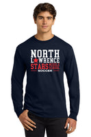 #098 MIDDLE SCHOOL SOCCER  100% COTTON LS T SHIRT, NAVY, YOUTH & ADULT, 2400, DESIGN 5