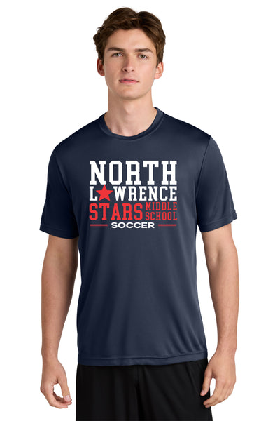 #098 MIDDLE SCHOOL SOCCER SS DRI FIT TSHIRT, T. NAVY, YOUTH & ADULT, ST350, DESIGN 5