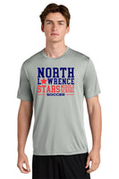 #098 MIDDLE SCHOOL SOCCER, SS DRI FIT T SHIRT, SILVER, YOUTH & ADULT, ST350 DESIGN 1