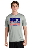 #098 MIDDLE SCHOOL SOCCER, SS DRI FIT T SHIRT, SILVER, YOUTH & ADULT, ST350 DESIGN 1