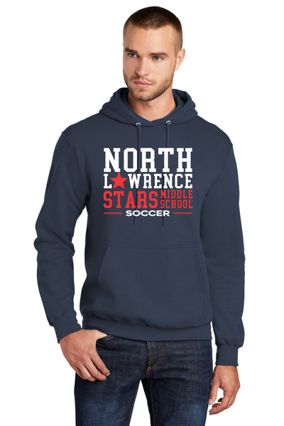 #098 MIDDLE SCHOOL SOCCER COTTON HOODIE, NAVY, YOUTH & ADULT, PC78H, DESIGN 5