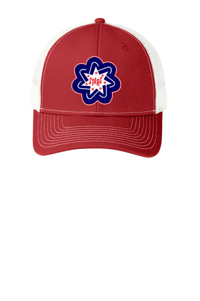#098 MIDDLE SCHOOL SOCCER HAT, FLAME RED, C112, DESIGN 25