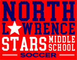 #098 MIDDLE SCHOOL SOCCER 100% COTTON LS T SHIRT, RED, YOUTH & ADULT, 2400, DESIGN 6