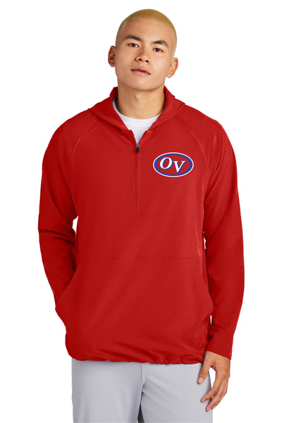 #070 JR PATRIOT BBALL 1/4 ZIP RED DESIGN 3 STYLE JST488