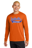 #101 SCRAPPERS FALL SOFTBALL DRI FIT LONG SLEEVE T SHIRT YOUTH & ADULT ORANGE ST350LS