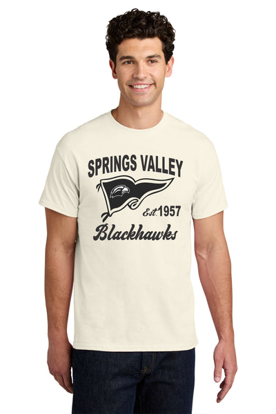 #074 SPRINGS VALLEY ATHLETIC DEPARTMENT SPIRIT WEAR COTTON T-SHIRT NATURAL YOUTH & ADULT 5000 DESIGN #1