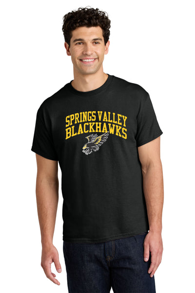 #074 SPRINGS VALLEY ATHLETIC DEPARTMENT SPIRIT WEAR  COTTON T- SHIRT YOUTH & ADULT  BLACK 5000 DESIGN# 3