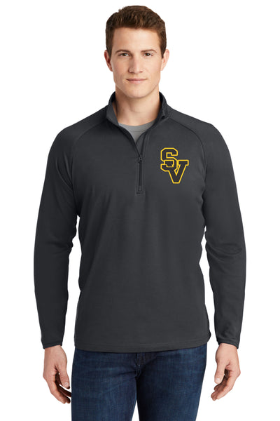 #074 SPRINGS VALLEY ATHLETIC DEPARTMENT SPIRIT WEAR  1/4 ZIP PULLOVER ADULT BLACK ST850 DESIGN #7