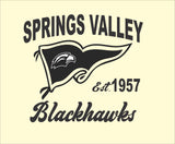 #074 SPRINGS VALLEY ATHLETIC DEPARTMENT SPIRIT WEAR COTTON T-SHIRT NATURAL YOUTH & ADULT 5000 DESIGN #1