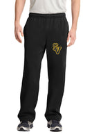 #074 SPRINGS VALLEY ATHLETIC DEPARTMENT SPIRIT WEAR OPEN LEG SWEATPANT YOUTH &  ADULT BLACK ST237 DESIGN #7